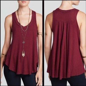 Free People Monroe Drippy Thermal Waffle Tank Top